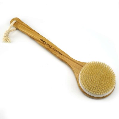 Natural boar bristle Spa dry skin body scrubber wood Bath Brush