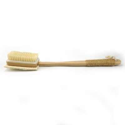 Good quality Natural wood Bristle loofah double-sided bath back bathing brush