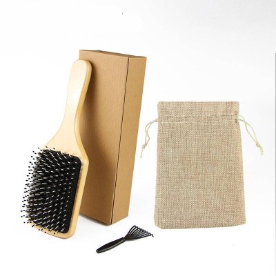 Amazon Hot Selling Baby Pet Bristle Massage Bamboo Wood Brush for Curly Hair