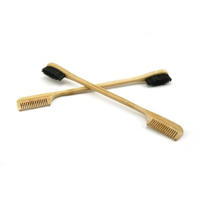 Hot Selling Custom Logo Eco-friendly Natural Bamboo Boar Bristle Edge Control Hair Brush