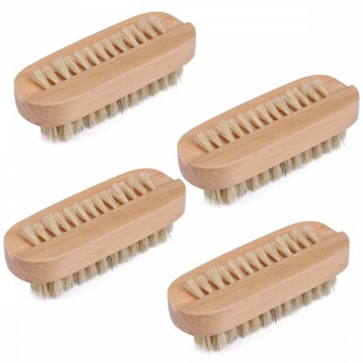 Factory provides custom logo cheap bamboo wood double bristle nail brush cleaning and exfoliating nail brush