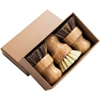 Wholesale custom logo portable household Natural  Beech coconut palm silk round pot dish Brush for cleaning