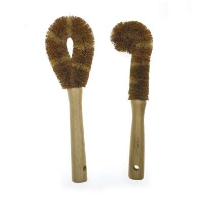 Two Tone Plant Based Brush Bamboo Handle Pan Brush Dish Brush Kitchen Glass Cup Cleaner