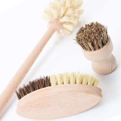 Newest household washing dish pot scrub brush 5 pieces wood bamboo kitchen cleaning brush set for home