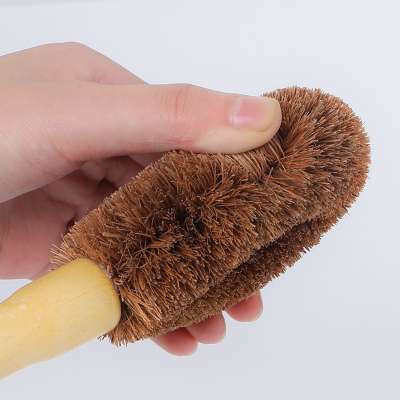 Zero Waste & Biodegradable Natural Fiber Kitchen Brushes Wood and Coconut Bristle Bottle Brush